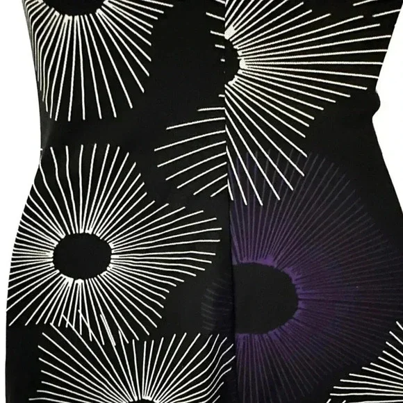 Studio M dress mini size Small black with white and purple print and side tie - Picture 14 of 16